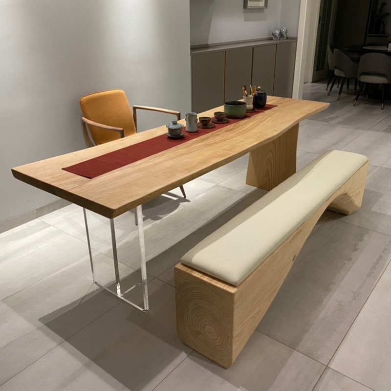 Office Furniture - طاولة عائمة من الخشب الصلب والأكريليك