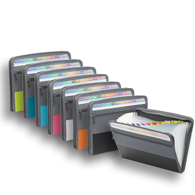Expandable Accordion File Folder 13 Pockets - منظم ملفات الأكورديون مع سحاب آمن،