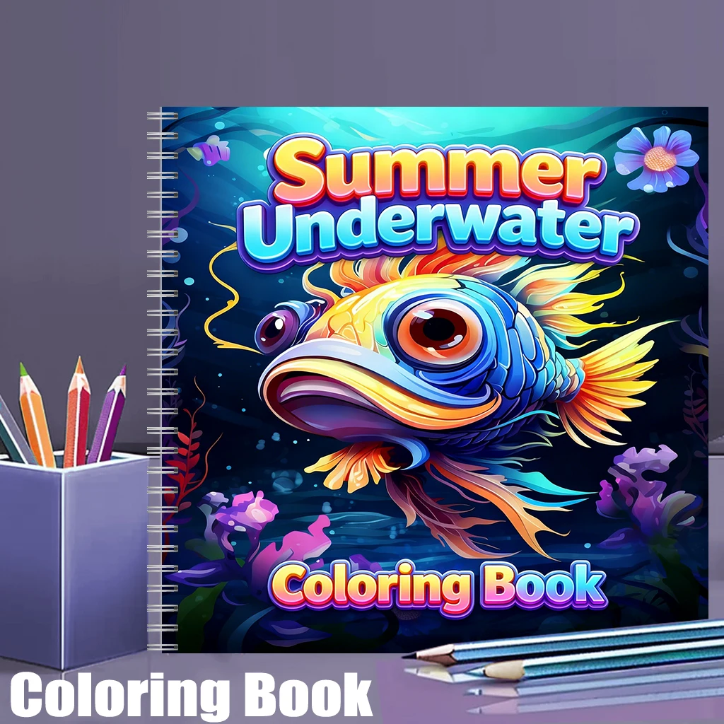 School Supplies - كتاب تلوين صيفي تحت الماء للبالغين،