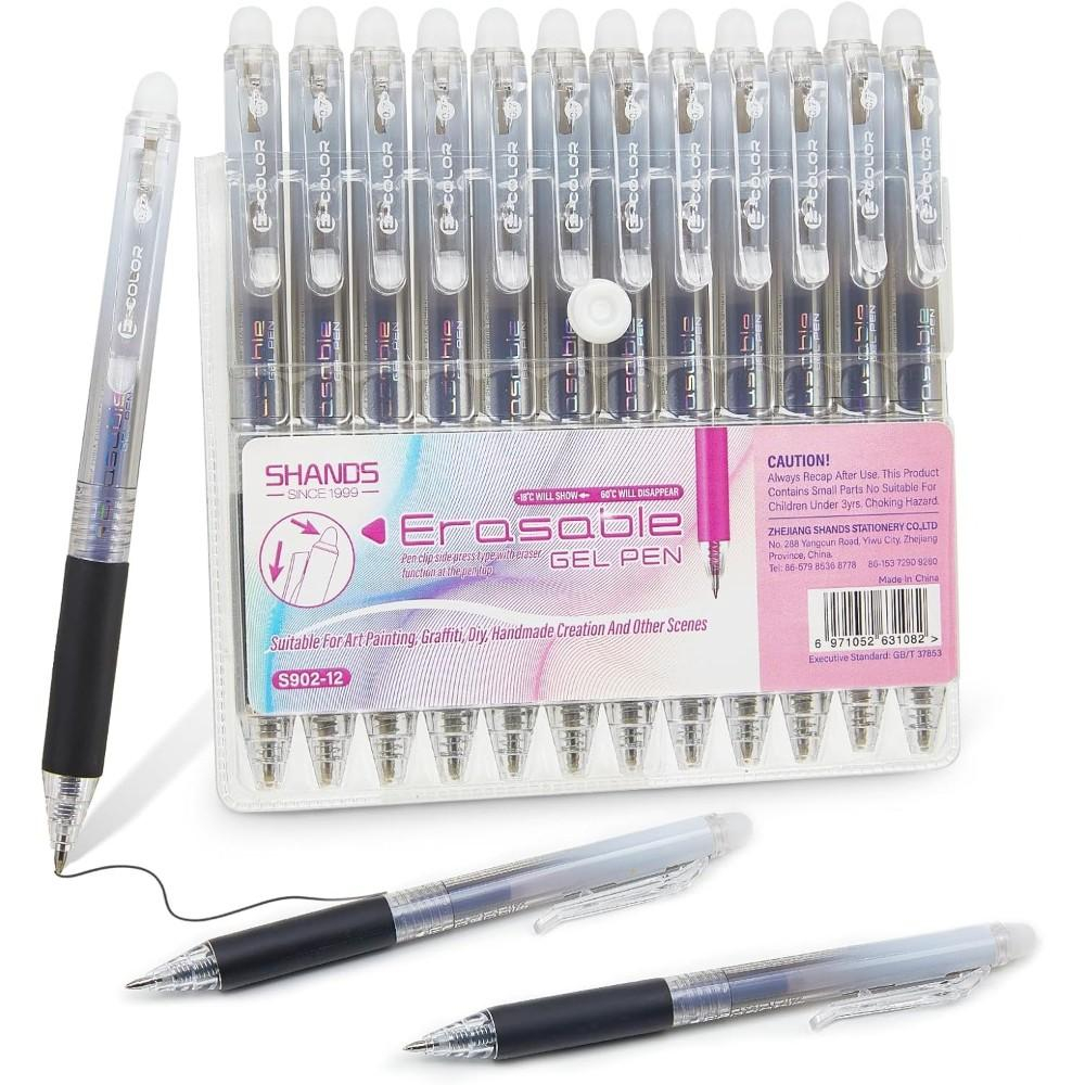 Retractable Eraser Pen Click - 12 قلم جل قابل للمسح بسمك