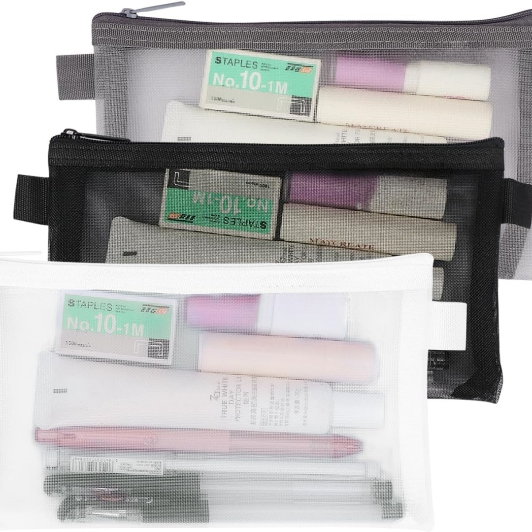 Clear Mesh Pencil Pouch For Exam - المحمولة مكتب القرطاسية الحقيبة واضح امتحان