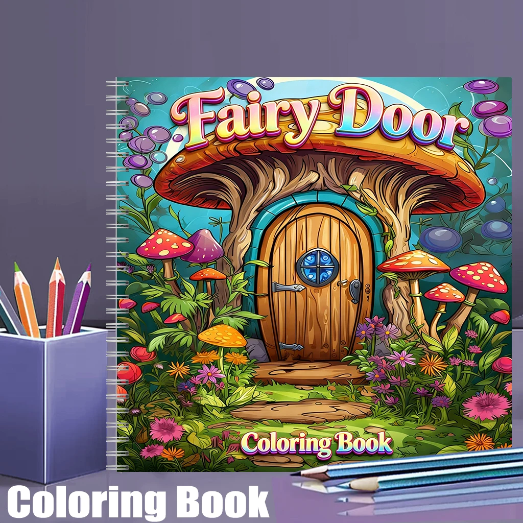 School Supplies - كتاب تلوين بتصميم باب الجنيات للكبار،