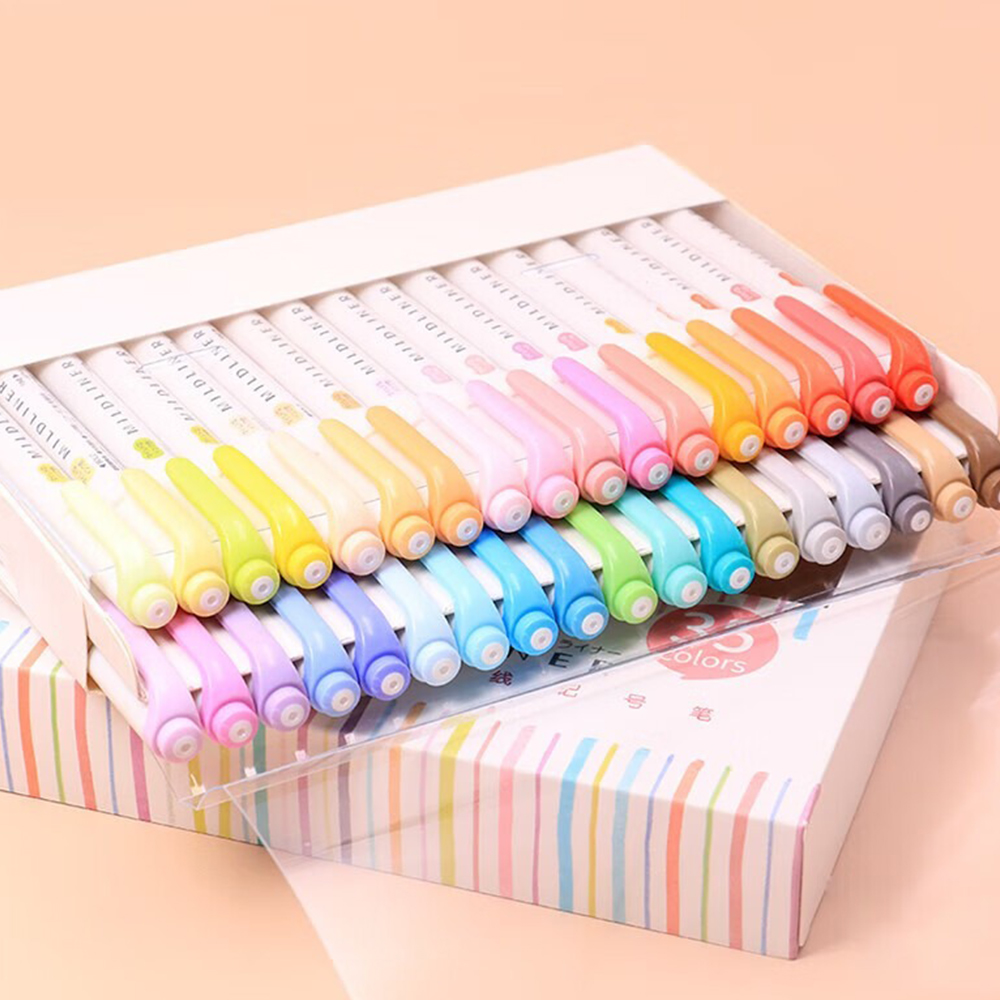 35 لون زيبرا Mildliner هايلاند - مراجعة Pastel Highlighter Set Double Ended وسعره
