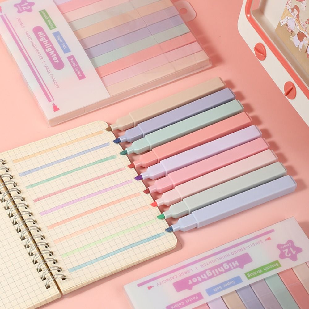 أقلام تحديد برأسين، لوازم ثابت - مراجعة Pastel Highlighter Set Double Ended وسعره