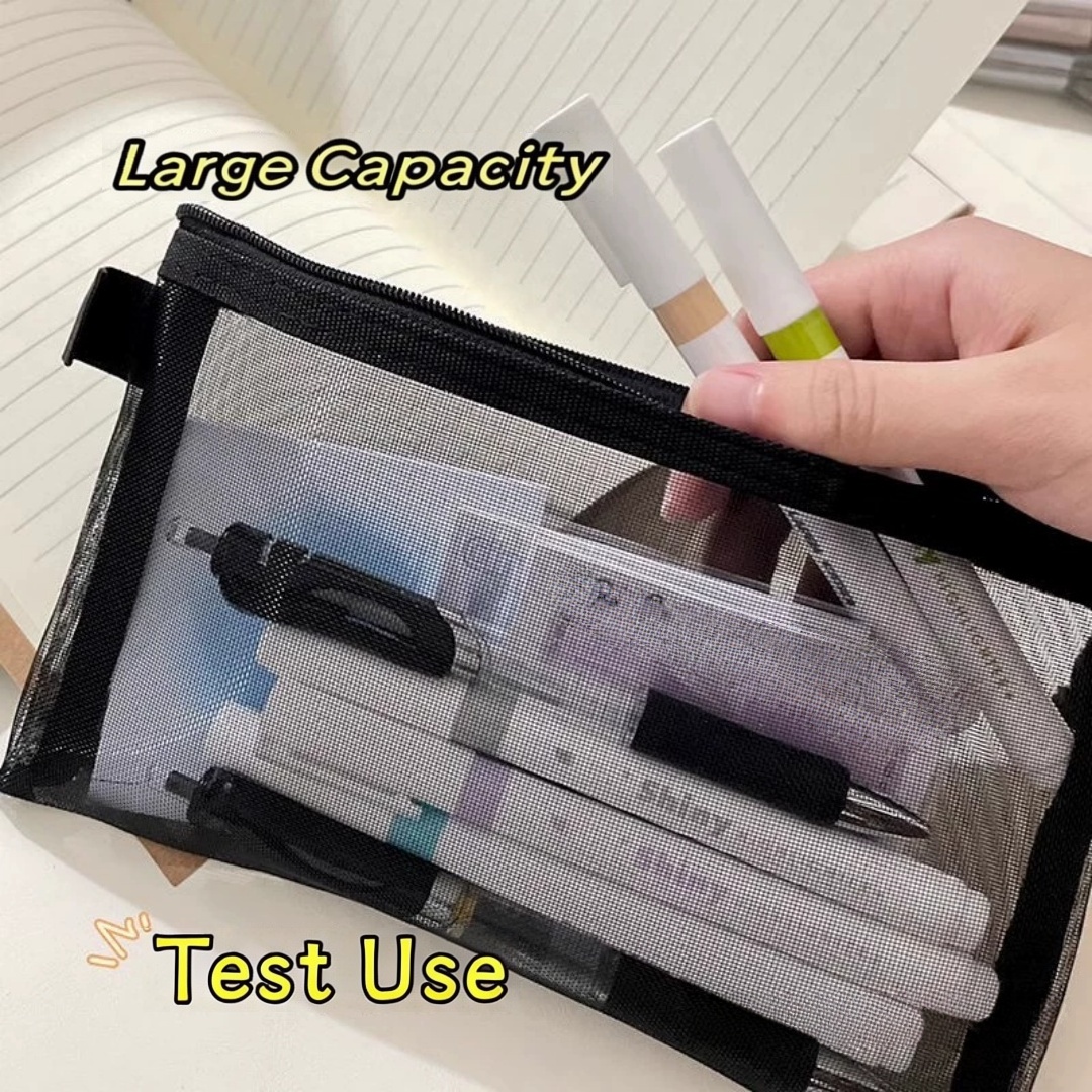حقيبة تخزين قلم رصاص من النايل - مراجعة Clear Mesh Pencil Pouch For Exam وسعره