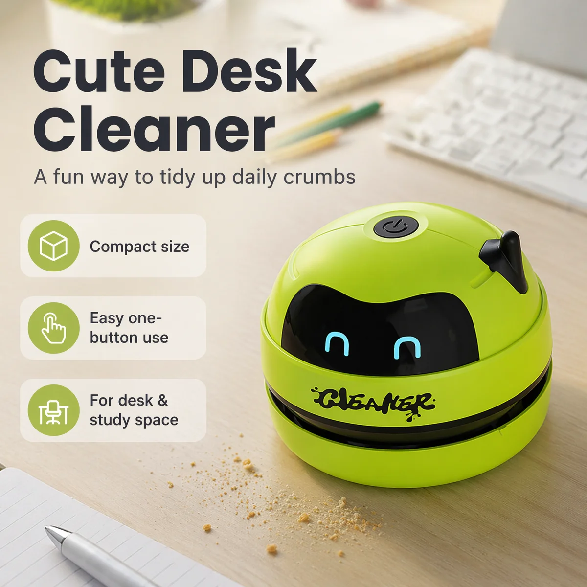 مكنسة كهربائية صغيرة بتصميم كر - مراجعة Mini Desktop Vacuum Cleaner For Eraser Dust وسعره